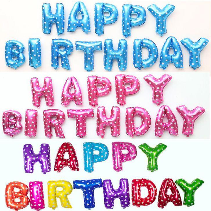 13pcs / lot ູ   ǳ Ƽ   ĺ ˷̴  ǳ ȣ  baloon   ǳ/13pcs/lot Happy Birthday balloons Party Decoration Letters Alphabet Aluminum